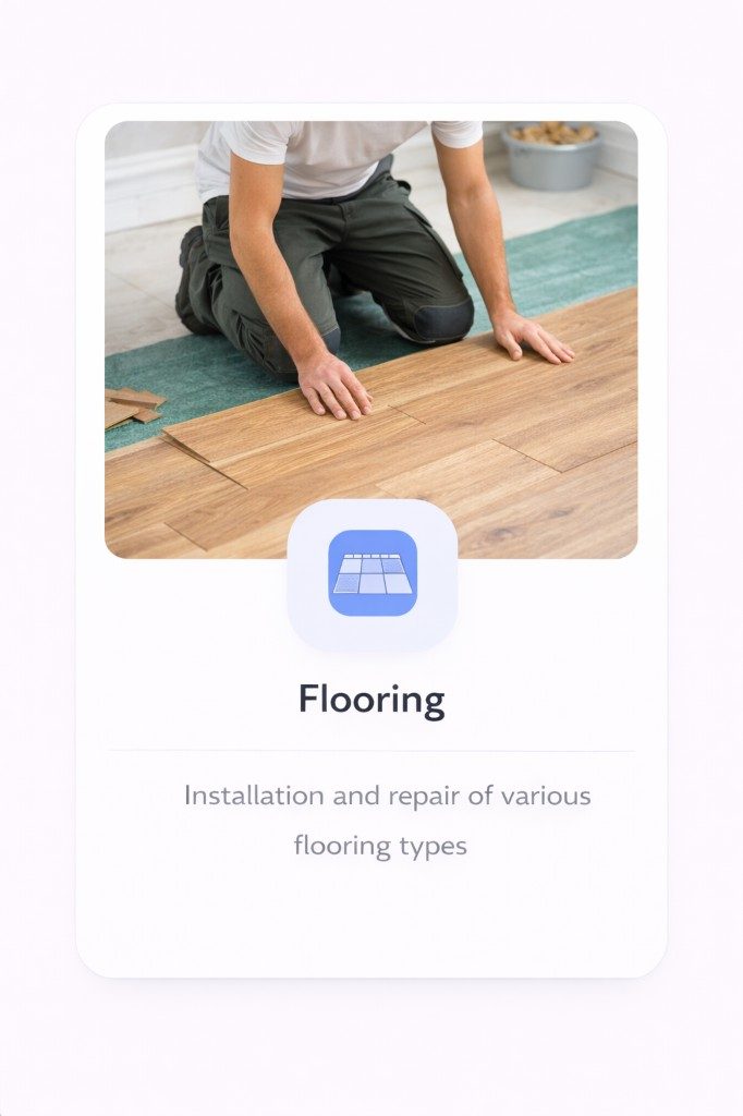 Flooring crew installing wooden floor planks