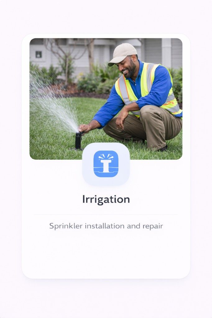 Technician adjusting lawn irrigation sprinklers