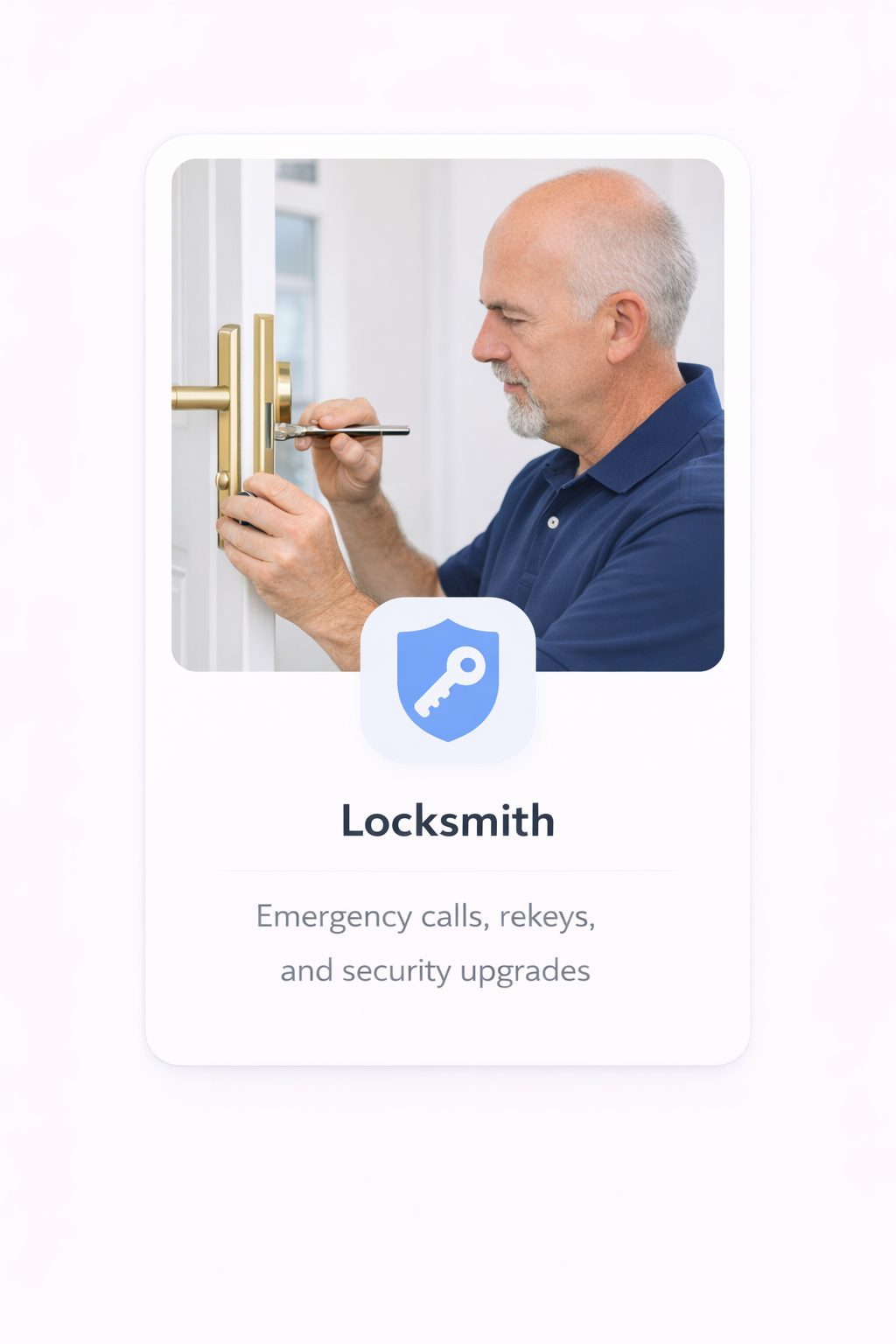 Locksmith changing a lock on a front door