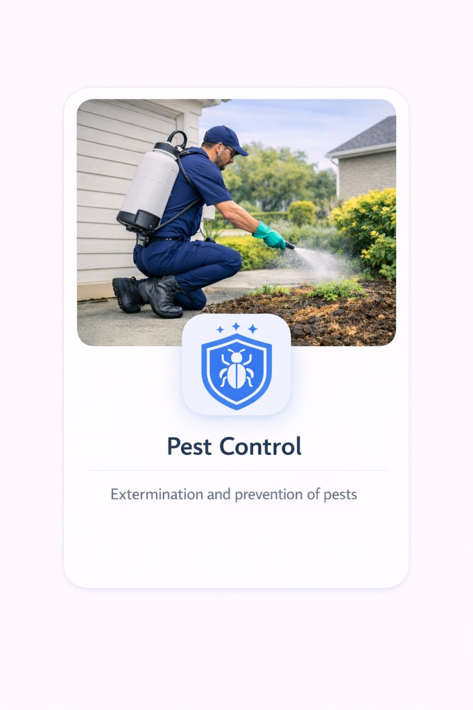 Pest control specialist spraying around a house foundation